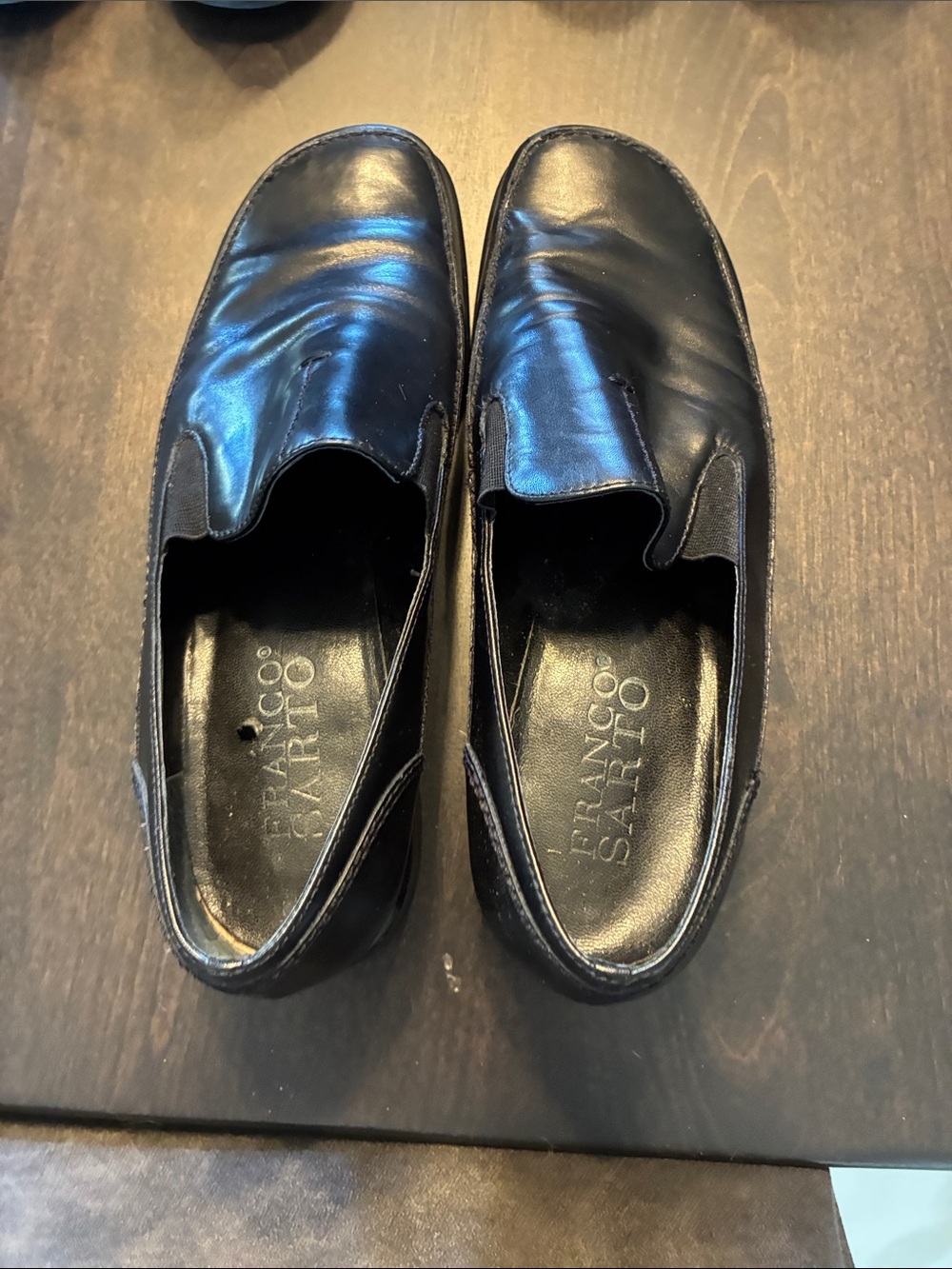 Franco Sarto Black Leather Slip-On Loafers